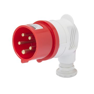 CLAVIJA A 90° MÓVIL - IP44 - 3P+T 16A 380-415V 50/60HZ - ROJO - 6H - CONEXIONADO DE TORNILLO