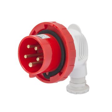 CLAVIJA A 90° MÓVIL - IP67 - 3P+T 32A 380-415V 50/60HZ - ROJO - 6H - CONEXIONADO DE TORNILLO
