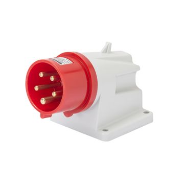 CLAVIJA FIJA DE PARED A 90° - IP44 - 3P+N+T 32A 380-415V 50/60HZ - ROJO - 6H - CONEXIONADO DE TORNILLO