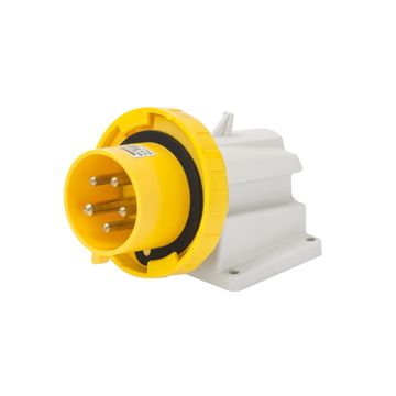 CLAVIJA FIJA DE PARED A 90° - IP67 - 3P+N+T 16A 100-130V 50/60HZ - AMARILLO - 4H - CONEXIONADO DE TORNILLO
