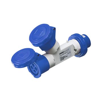 MULTIPLICADOR MÓVIL ESTANCO CON 2 SALIDAS IP67 - CLAVIJA 16A - 2 BASES 3P+T 230V 50/60HZ - AZUL - 9H