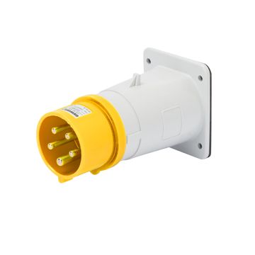 CLAVIJA FIJA DE EMPOTRAR - IP44 - 2P+T 16A 100-130V 50/60HZ - AMARILLO - 4H - CONEXIONADO DE TORNILLO