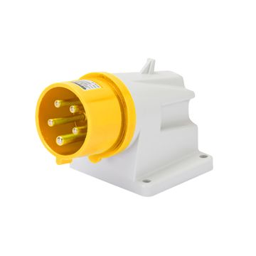 CLAVIJA FIJA DE PARED A 90° - IP44 - 2P+T 16A 100-130V 50/60HZ - AMARILLO - 4H - CONEXIONADO DE TORNILLO
