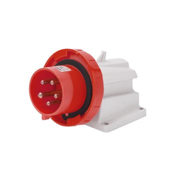 CLAVIJA FIJA DE PARED A 90° - IP67 - 3P+N+T 32A 380-415V 50/60HZ - ROJO - 6H - CONEXIONADO DE TORNILLO