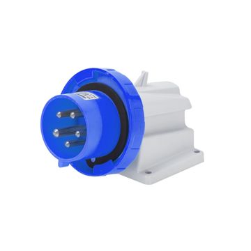 CLAVIJA FIJA DE PARED A 90° - IP67 - 2P+T 16A 200-250V 50/60HZ - AZUL - 6H - CONEXIONADO DE TORNILLO