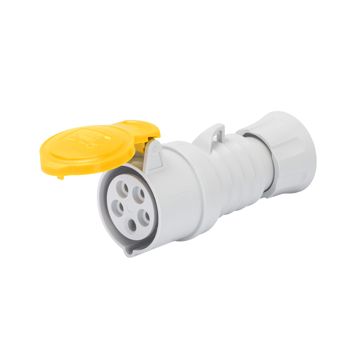 BASE MÓVIL RECTA HP - IP44/IP54 - 2P+T 32A 100-130V 50/60HZ - AMARILLO - 4H - CONEXIONADO DE TORNILLO