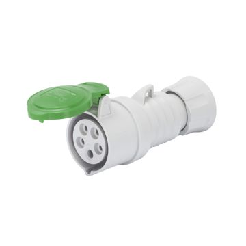 BASE MÓVIL RECTA HP - IP44/IP54 - 2P+T 32A MÁS QUE 50V 100-300HZ - VERDE - 10H - CONEXIONADO DE TORNILLO