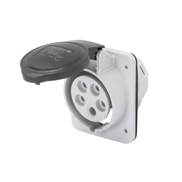 BASE FIJA DE EMPOTRAR A 10° HP - IP44/IP54 - 2P+T 16A 480-500V 50/60HZ - NEGRO - 7H - CONEXIONADO DE TORNILLO