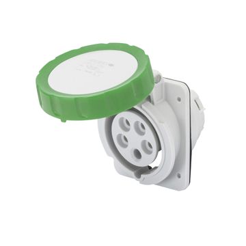 BASE FIJA DE EMPOTRAR A 10° HP - IP66/IP67 - 3P+T 16A MÁS QUE 50V 100-300HZ - VERDE - 10H - CONEXIONADO DE TORNILLO