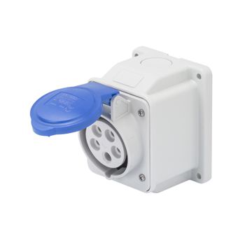 BASE FIJA DE PARED A 10° - IP44 - 3P+N+T 16A 200-250V 50/60HZ - AZUL - 9H - CONEXIONADO DE TORNILLO