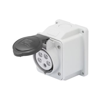 BASE FIJA DE PARED A 10° - IP44 - 3P+N+T 16A 480-500V 50/60HZ - NEGRO - 7H - CONEXIONADO DE TORNILLO