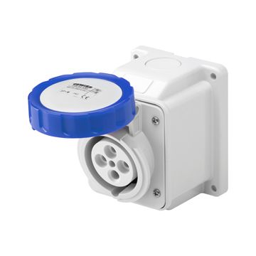 BASE FIJA DE PARED A 10° - IP67 - 3P+T 32A 200-250V 50/60HZ - AZUL - 9H - CONEXIONADO DE TORNILLO