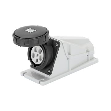 BASE FIJA DE PARED A 90° - IP67 - 3P+N+T 125A 480-500V 50/60HZ - NEGRO - 7H - CONEXIONADO DE TORNILLO