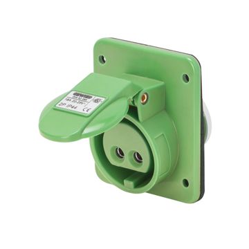 BASE FIJA DE EMPOTRAR A 10° - IP44 - 3P 32A 20-25V e 40-50V 100-200HZ - VERDE - 4H - CONEXIONADO DE TORNILLO