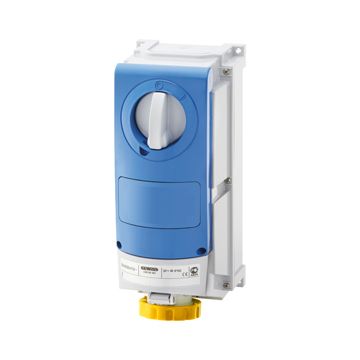 BASE FIJA INTERBLOQUEADAS VERTICAL - CON FONDO - SIN BASE PORTAFUSIBLES - PARA USOS SEVEROS - 2P+T 63A 100 - 130V - 50/60HZ 4H - IP66