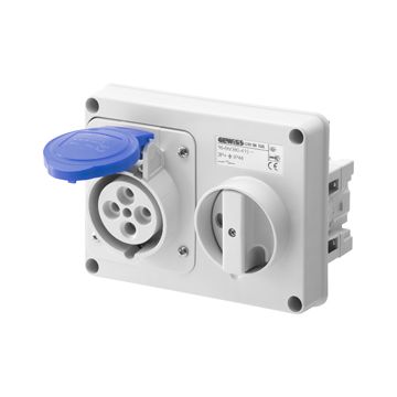 BASE FIJA INTERBLOQUEADAS HORIZONTAL - SIN FONDO - SIN BASE PORTAFUSIBLES - 3P+T 16A 200-250V - 50/60HZ 9H - IP44