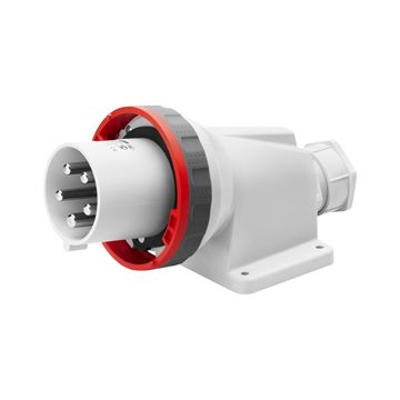 CLAVIJA FIJA DE PARED A 90° - IP67 - 3P+T 63A 380-415V 50/60HZ - ROJO - 6H - APRIETE INDIRECTO
