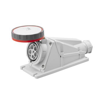 BASE FIJA DE PARED A 90° - IP67 - 3P+N+T 63A 380-415V 50/60HZ - ROJO - 6H - CONEXIONADO DE TORNILLO