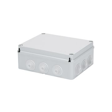 CAJA DE DERIVACIÓN CON TAPA BAJA ATORNILLADA - IP55 - DIMENSIONES INTERNAS 240X190X90 - PAREDES CON PASACABLES - GRIS RAL 7035