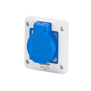 BASE FIJA DE EMPOTRAR A 10° - 2P+T 16A 200-250V 50/60HZ - 85X75 - AZUL - CONEXIONADO DE TORNILLO