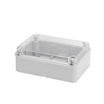CAJA DE DERIVACIÓN Y PARA APARATOS ELÉCTRICOS Y ELÉCTRONICOS -TAPA BAJA  TRANSPARENTE - IP56 - DIMENSIONES INTERNAS 190X140X70 - SUPERFICIES LISAS