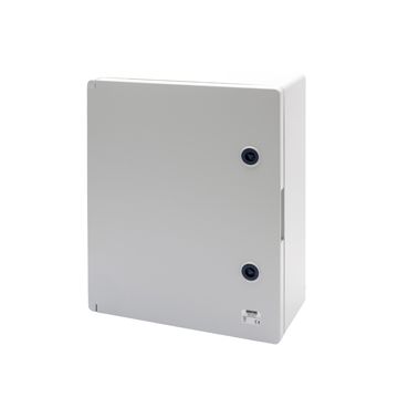 CUSDRO ESTANCO EN GWPLAST 120 PUERTA CIEGA EQUIPADA CON CERRADURA - 316X396X160 - IP55 - GRIS RAL 7035