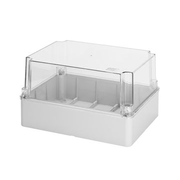 CAJA DE DERIVACIÓN Y PARA APARATOS ELÉCTRICOS Y ELÉCTRONICOS -TAPA ALTA  TRANSPARENTE - IP56 - DIMENSIONES INTERNAS 380X300X180 - SUPERFICIES LISAS
