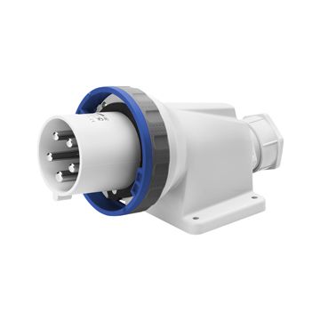 CLAVIJA FIJA DE PARED A 90° - IP67 - 2P+T 63A 200-250V 50/60HZ - AZUL - 6H - APRIETE INDIRECTO