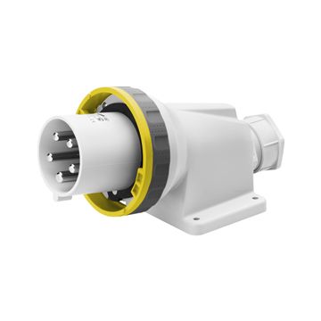 CLAVIJA FIJA DE PARED A 90° - IP67 - 3P+N+T 125A 100-130V 50/60HZ - AMARILLO - 4H - APRIETE INDIRECTO