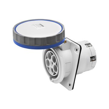 BASE FIJA DE EMPOTRAR A 10° HP - IP66/IP67 - 2P+T 63A 200-250V 50/60HZ - AZUL - 6H - CONTACTO PILOTO - APRIETE INDIRECTO