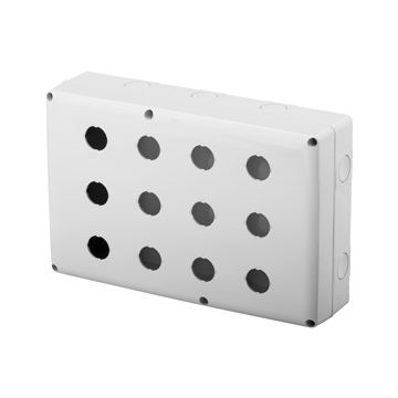 CONTENEDOR PARA PULSADORES MANDO Y SEÑALIZADORES - 12 MÓDULOS - Ø 22mm - TAPA GRIS RAL 7035 - IP66
