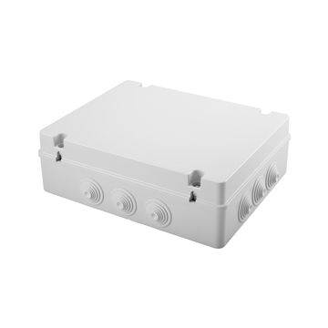 CAJA DE DERIVACIÓN CON TAPA BAJA ATORNILLADA - IP55 - DIMENSIONES INTERNAS 380X300X120 - PAREDES CON PASACABLES - GRIS RAL 7035