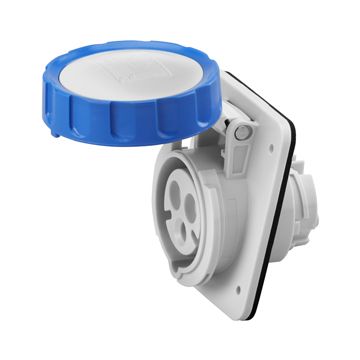 BASE FIJA DE EMPOTRAR A 10° HP - IP66/IP67 - 2P+T 16A 200-250V 50/60HZ - AZUL - 6H - CONEXIONADO DE TORNILLO
