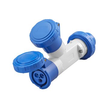 MULTIPLICADOR MÓVIL ESTANCO CON 2 SALIDAS IP67 - CLAVIJA 16A - 2 BASES 2P+T 230V 50/60HZ - AZUL - 6H