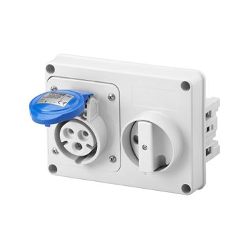 BASE FIJA INTERBLOQUEADAS HORIZONTAL - SIN FONDO - SIN BASE PORTAFUSIBLES - 2P+T 16A 200-250V - 50/60HZ 6H - IP44