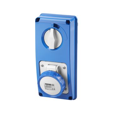 BASE FIJA INTERBLOQUEADAS VERTICAL - SIN FONDO - SIN BASE PORTAFUSIBLES - 2P+T 16A 200-250V - 50/60HZ 6H - IP67