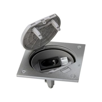Unidad con base schuko+1 rj45 c.5e inox
