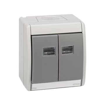 Base y marco con tecla doble ip55 para mecanismos simon 27 gris simon 44 aqua