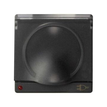 Tapa abatible con dispositivo de seguridad para base de enchufe schuko y led indicador grafito simon 82