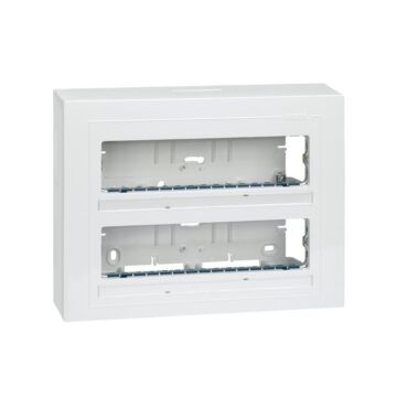 Caja de superficie de 2 filas para 8 elementos blanco simon 27 centralizaciones