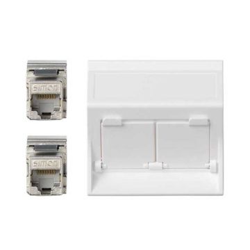 Placa v&d inclin.cg+2rj45 cat.6a ftp bl.