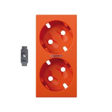 Tapa doble schuko con led indic. naranja