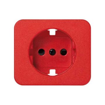 Tapa para enchufe bipolar con toma de tierra lateral schuko con dispositivo de seguridad rojo simon 75