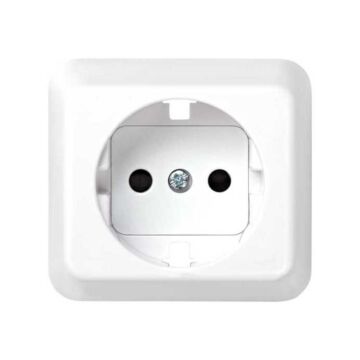 Tapa enchufe bipolar, con toma de tierra lateral schuko y dispositivo de seguridad, blanco nieve simon 73