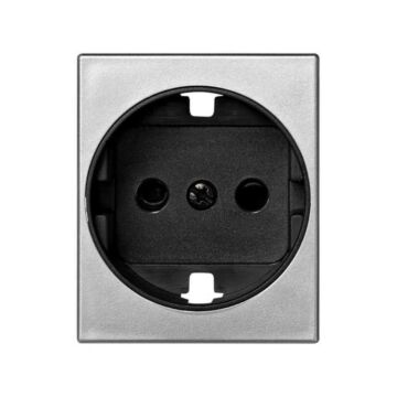 Tapa con dispositivo de seguridad para base de enchufe bipolar con toma de tierra lateral schuko aluminio simon 82 centralizaciones