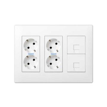 Kit caja pared 230v para 2 rj 3 mód. bl.