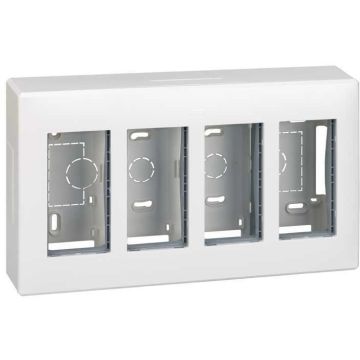 Caja pared superficie 4 mód. dobles bl.