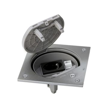 Unidad con 1 schuko+1 rj45 c.5 seg.inox