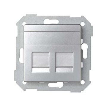 Placa de voz y datos plana con guardapolvo para 2 conectores rj45 systimax® aluminio simon 82