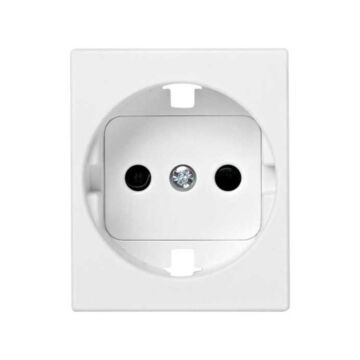 Tapa con dispositivo de seguridad para base de enchufe bipolar con toma de tierra lateral schuko blanco simon 82 centralizaciones